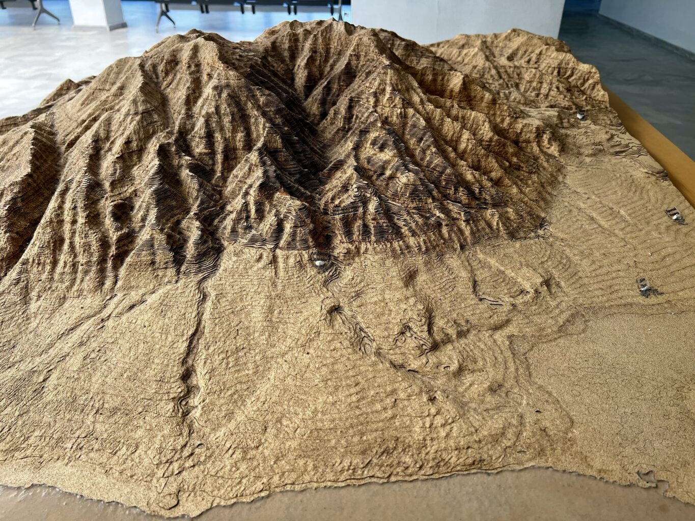 Mount Olympus National Park Information Center 3D relief model of the mountain massif near Litochoro